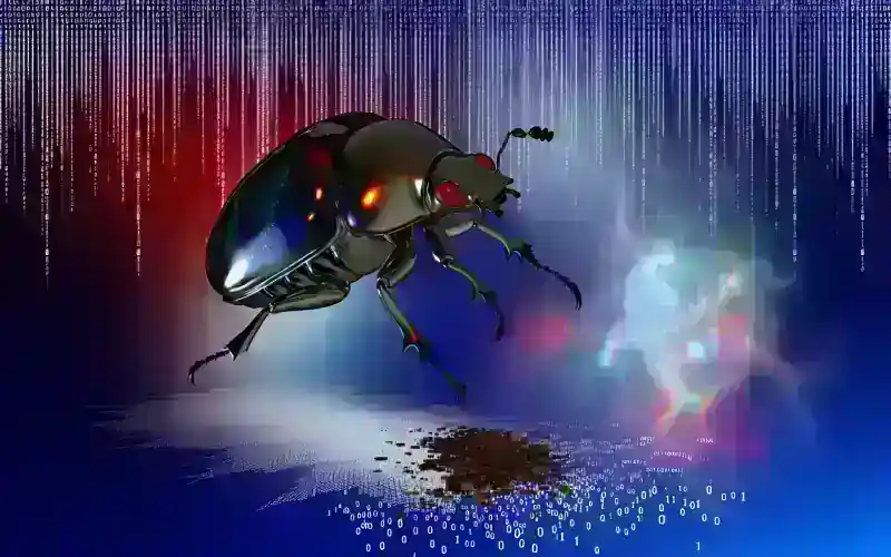 Cosmicbeetle malware emerging, cyber beetle on circuit board symbolizing new digital threat.